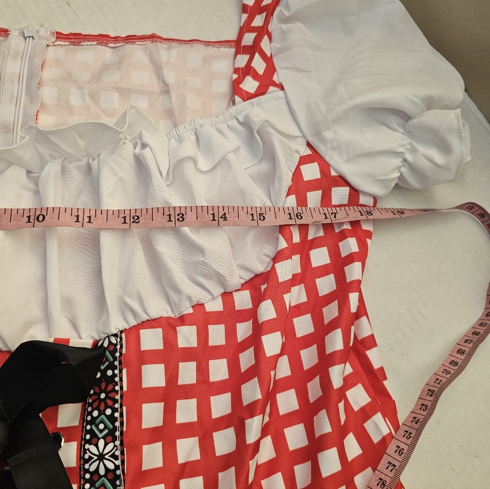 Ocktoberfest / Barvarian Red and White Checkered Dirndl Dress Size XL - Picture 6 of 8